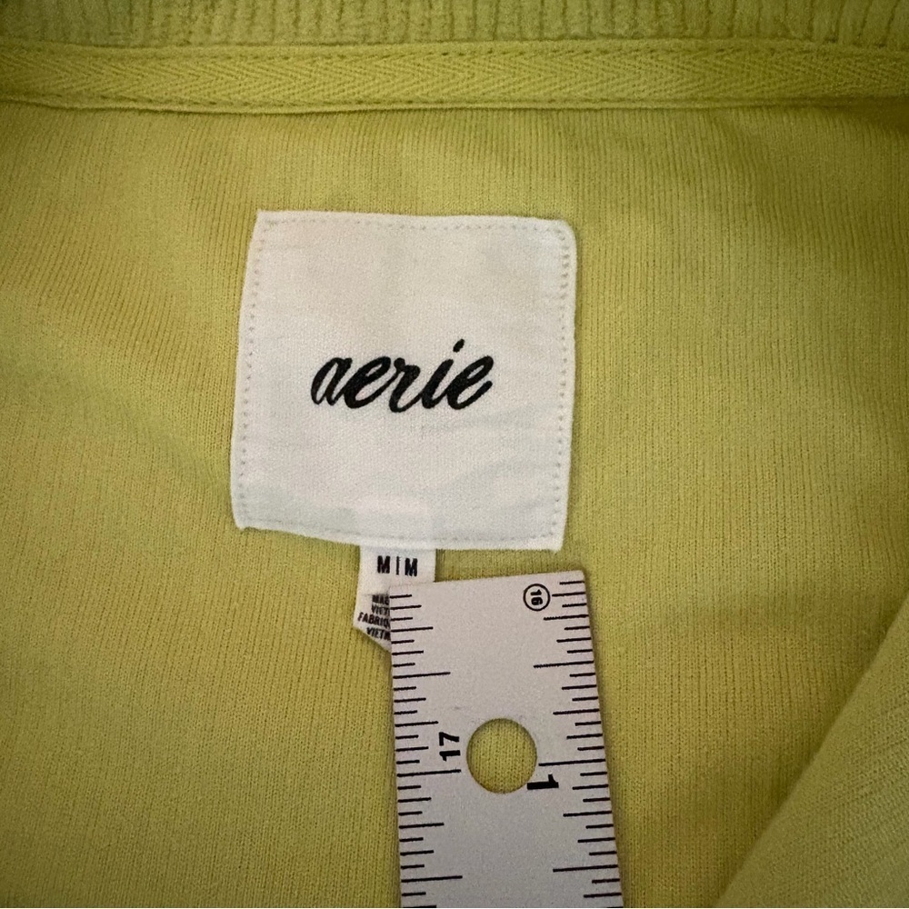 Aerie Cropped Corduroy Zip Jacket |  Bright Yellow Green | Size M - Picture 11 of 14